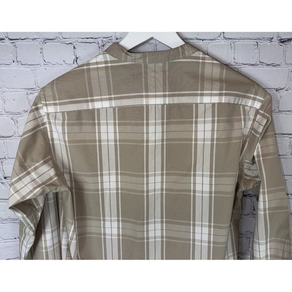 URBAN RESEARCH DOORS Women’s Tan Cream Plaid Rummy Stand Collar Shirt Size 38 - Picture 6 of 6